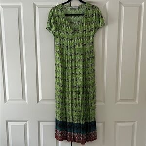 Zara Green and Brown Patterned Maxi Dress